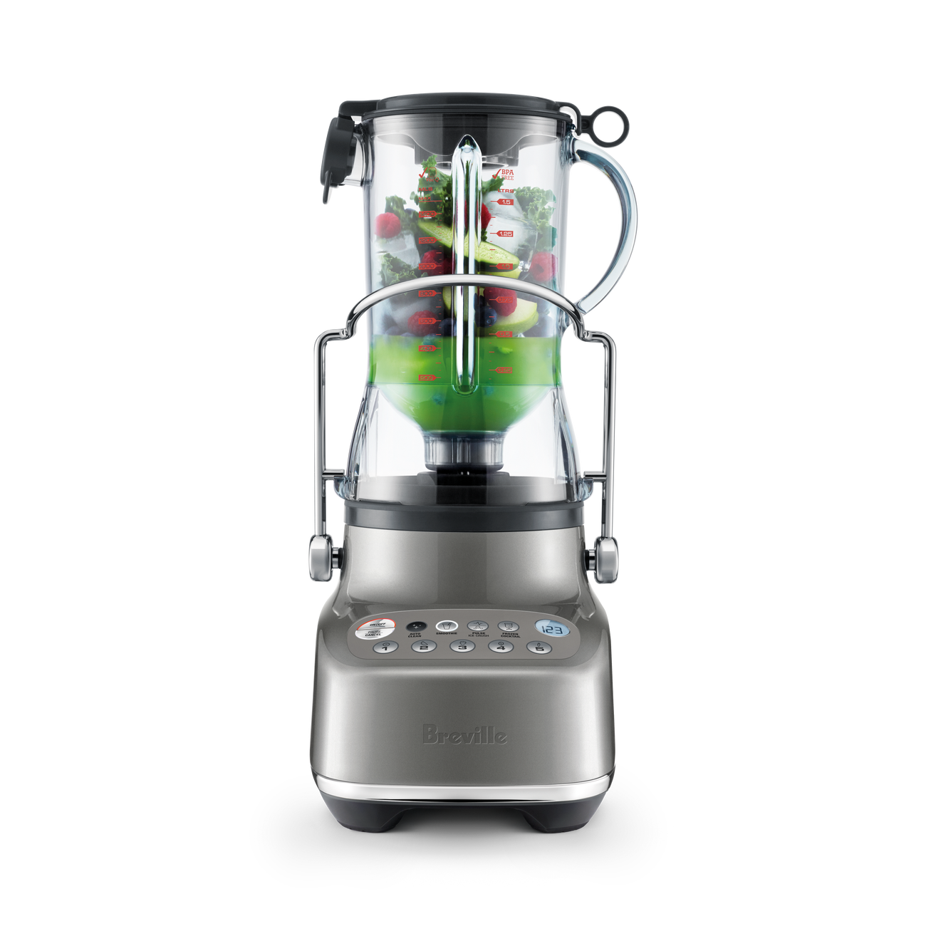 Breville the 3X Bluicer BJB615 in the blender-jug configuration, official Smoked Hickory SKU image