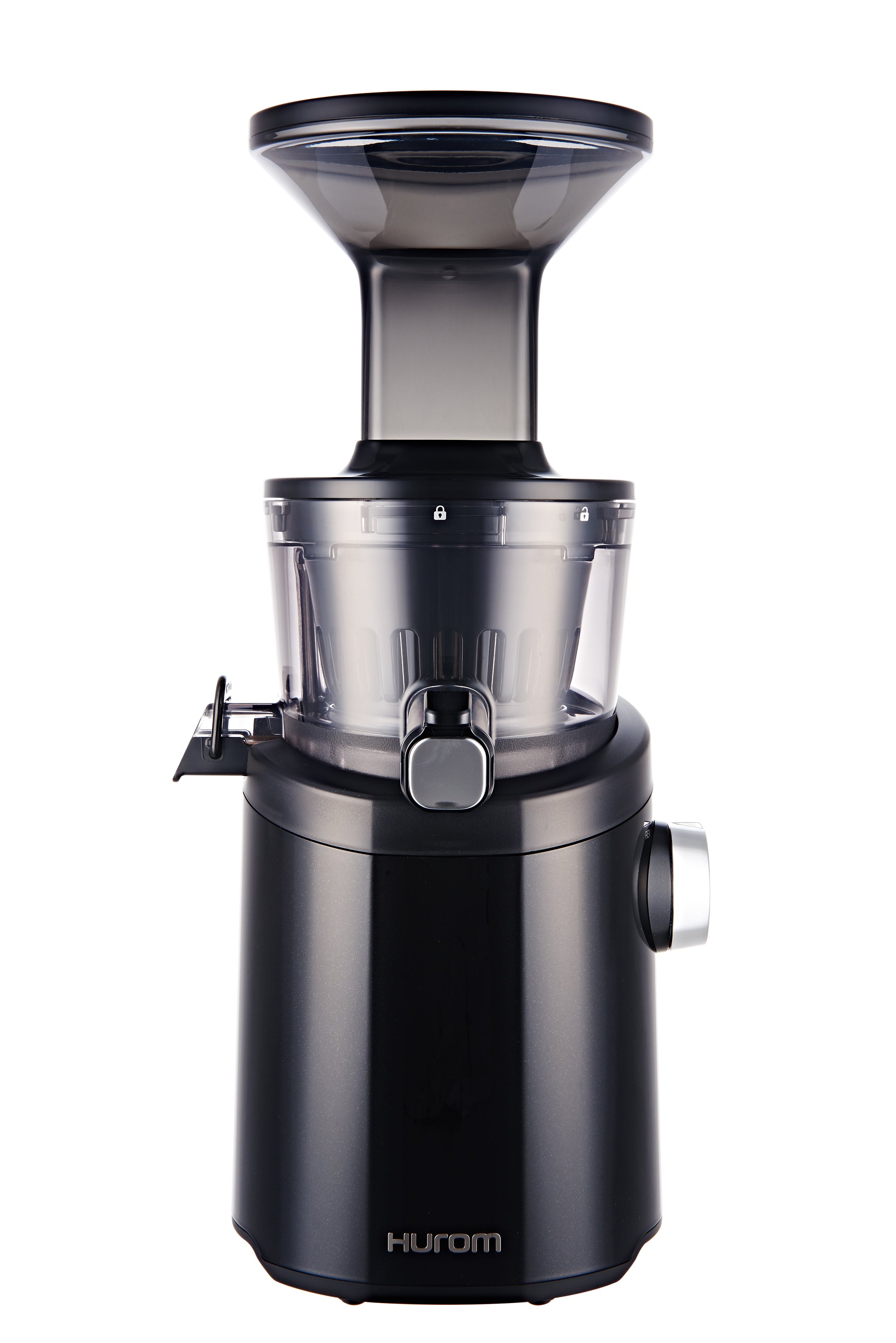 Black Hurom H101 Easy Clean slow juicer shown in the manufacturer’s refurbished listing image