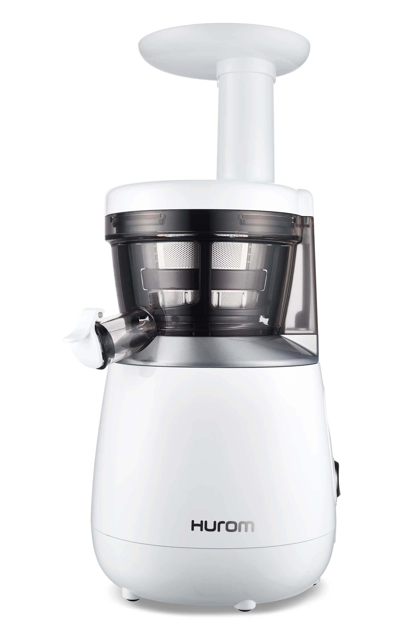 White Hurom HP slow juicer shown in the manufacturer’s refurbished listing image