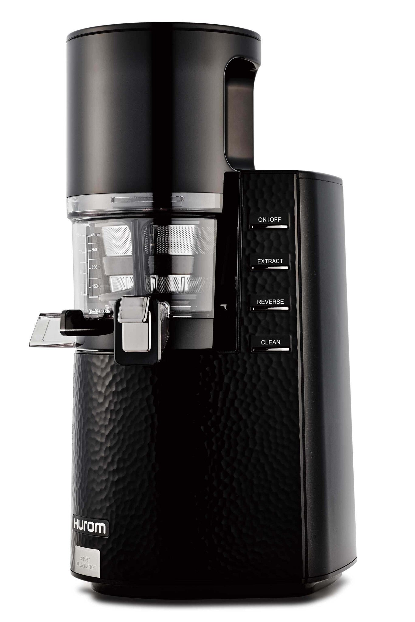 Black Hurom HR-BBB14 vertical slow juicer, exact-model manufacturer image